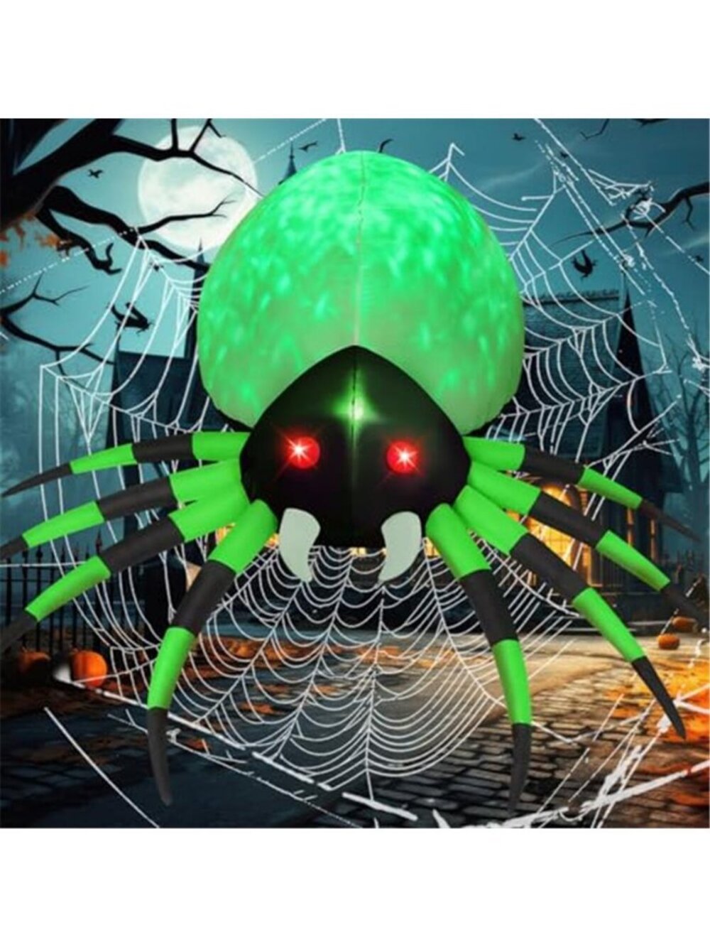 GOOSH 8 FT Width Halloween Inflatables Spider - Blow Up Yard Decorations with